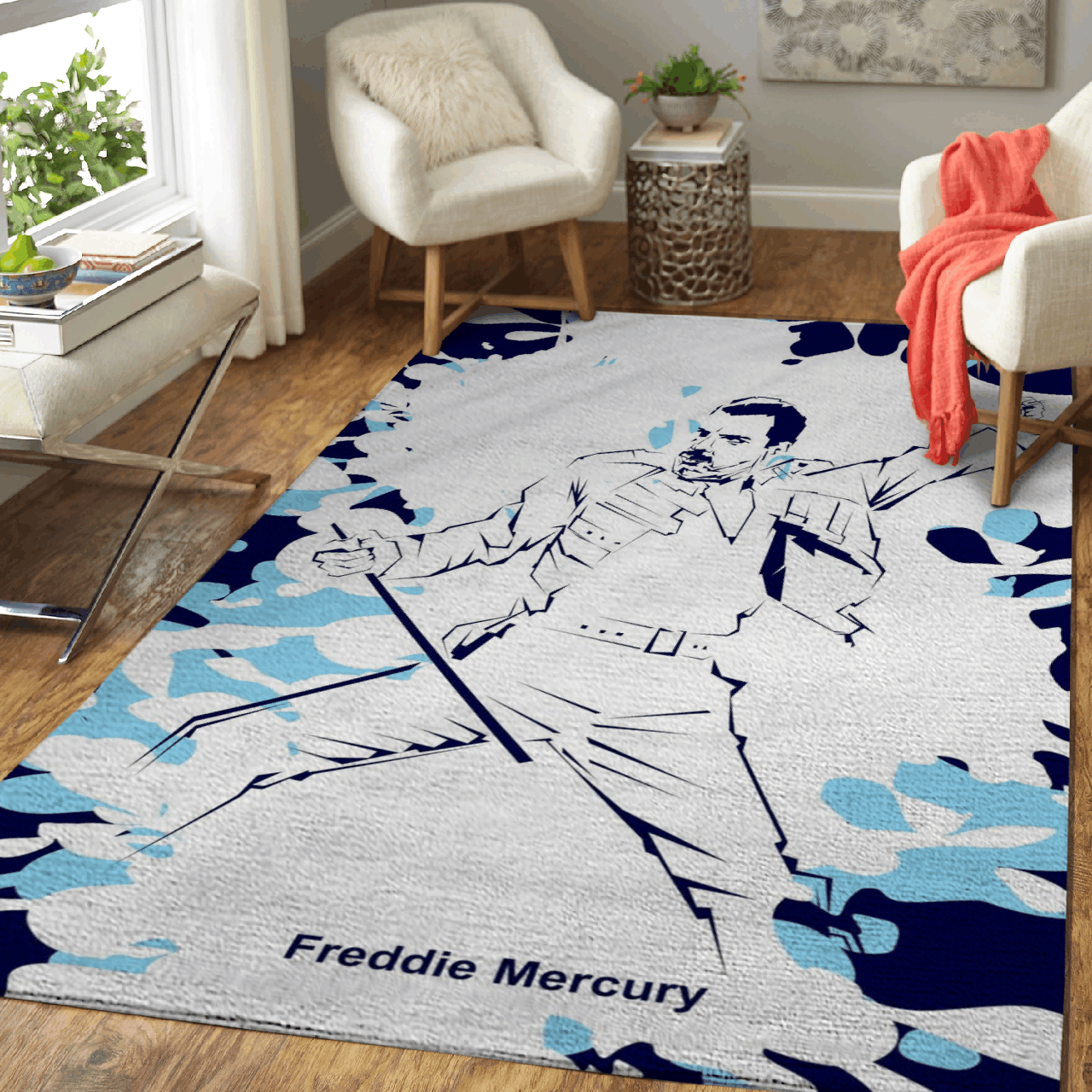 Freddie Mercury Queen British singer, songwriter Area Rug