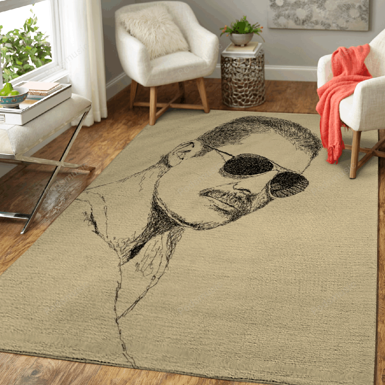 Freddy mercury on scribble – Music Art For Fans Area Rug Carpet