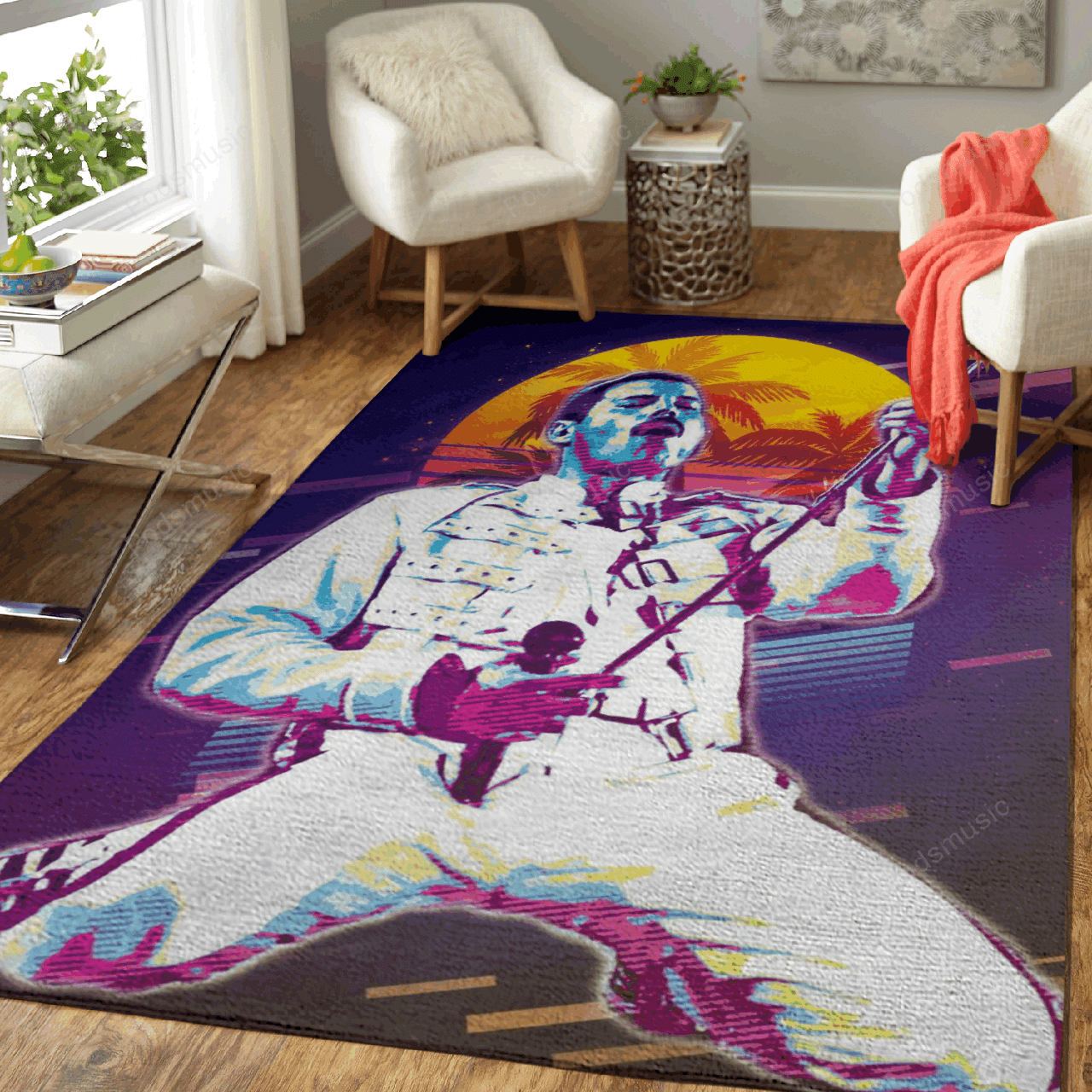 Freddie Mercury Queen – Artwork Music Synthwave 80S Art For Fans Area Rug Carpet