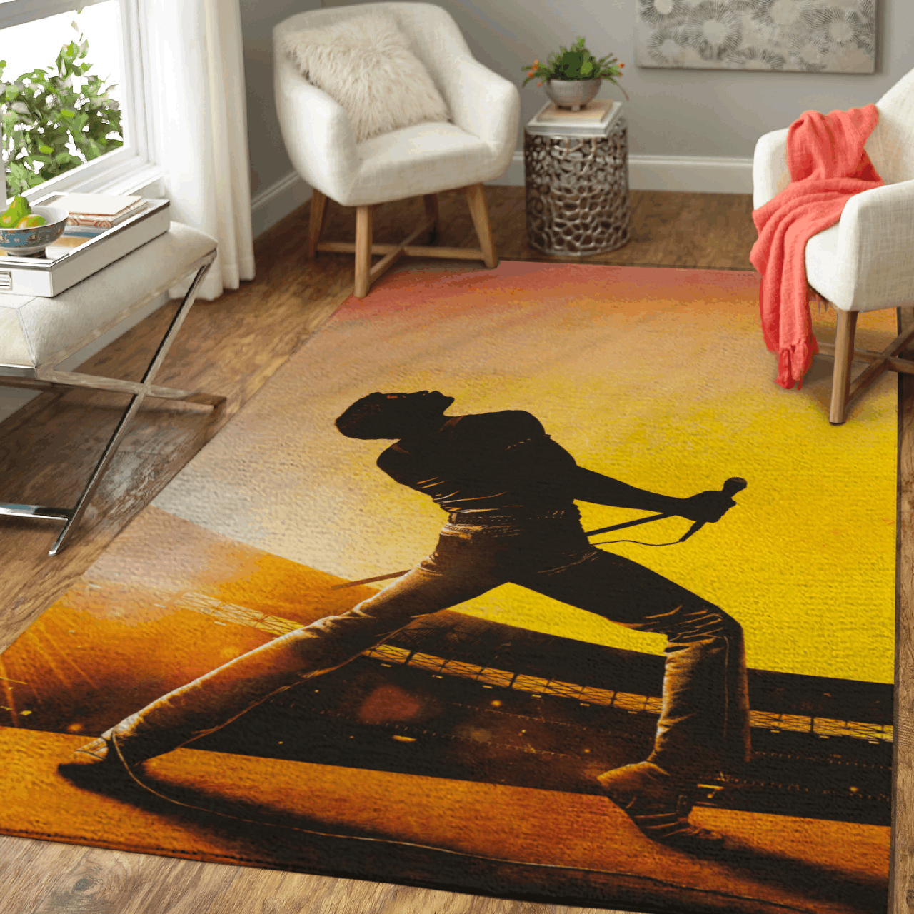 Bohemian Rhapsody Freddie Mercury the British rock band Queen Area Rug