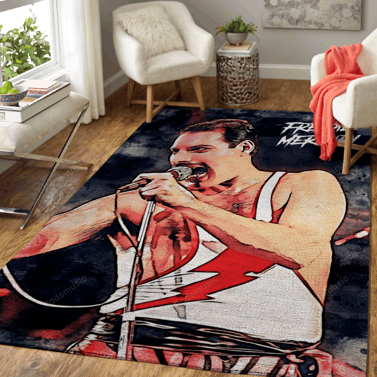 Freddie Mercury 1 – Music Artwork Art For Fans Area Rug Carpet