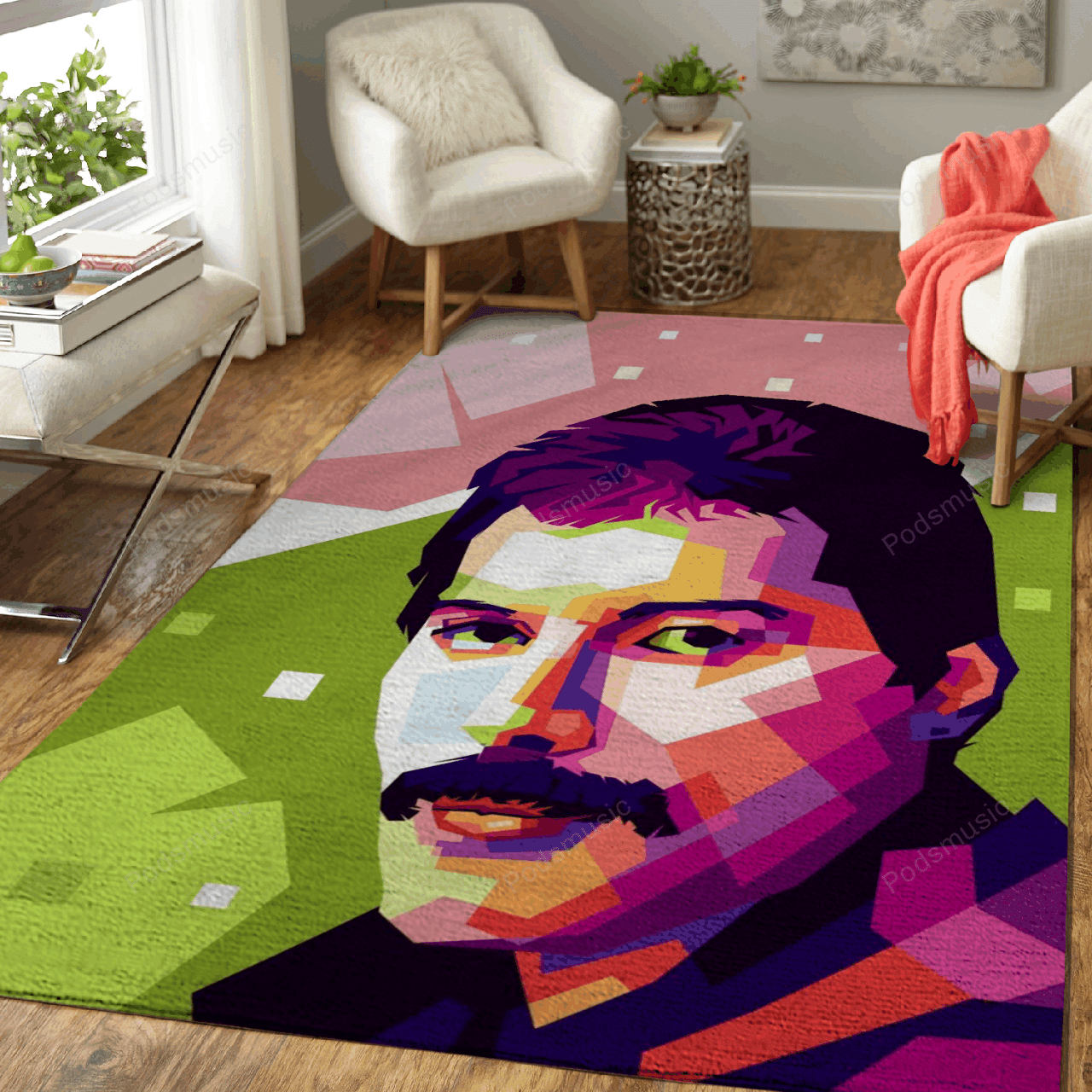 Freddie mercury portrait – Music Art For Fans Area Rug Carpet