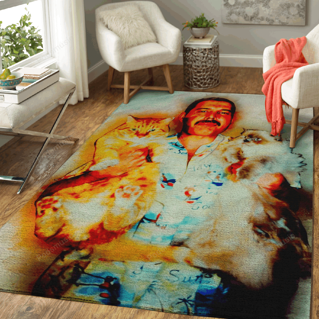 Freddie Mercury and Cats – Music Art For Fans Area Rug Carpet