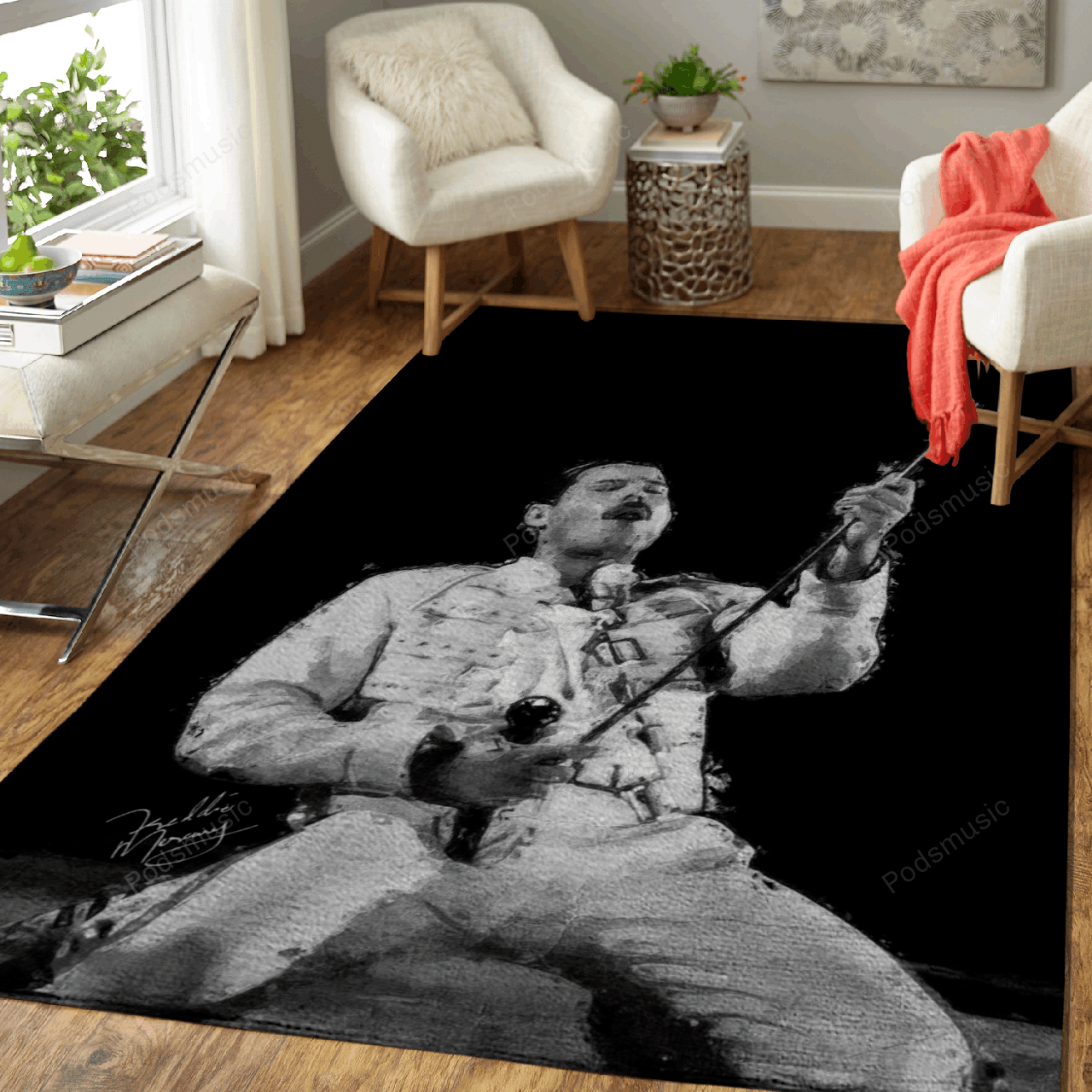 FREDDIE MERCURY PAINTING – Music Monochrome Art For Fans Area Rug Carpet