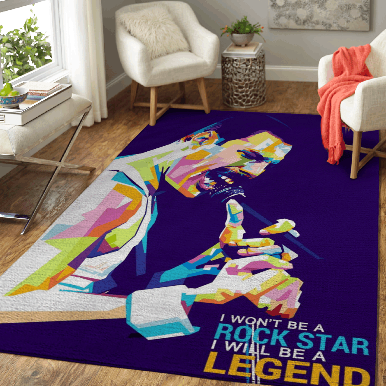 Freddie Mercury – I Will Be A Legend Art For Fans Area Rug