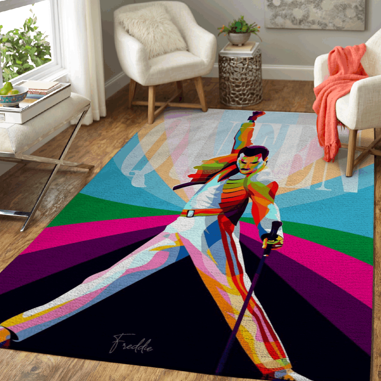 Freddie Mercury – Queen Band Music For you lovers of Queen Area Rug