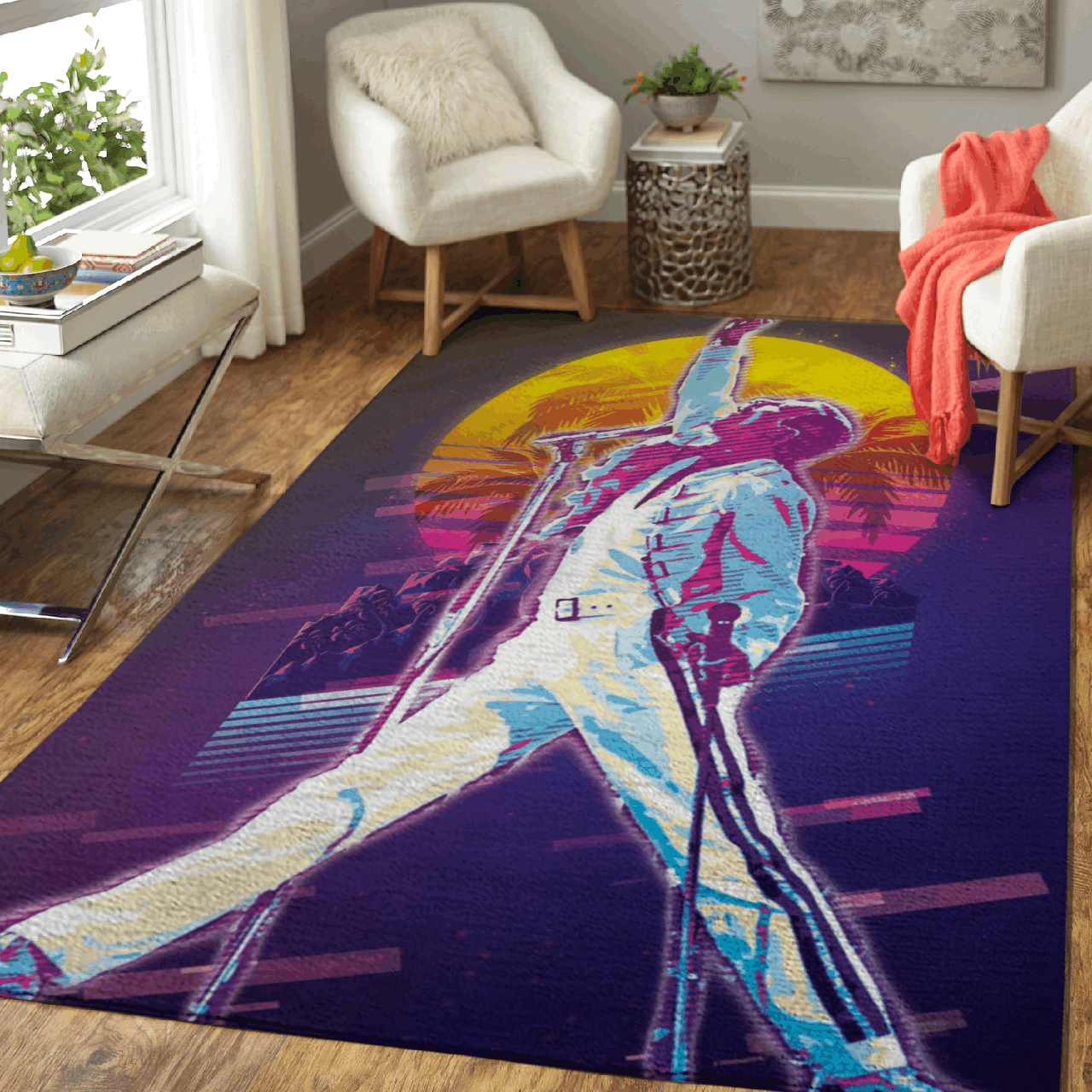 Freddie Mercury – Queen British rock band Art For Fans Area Rug