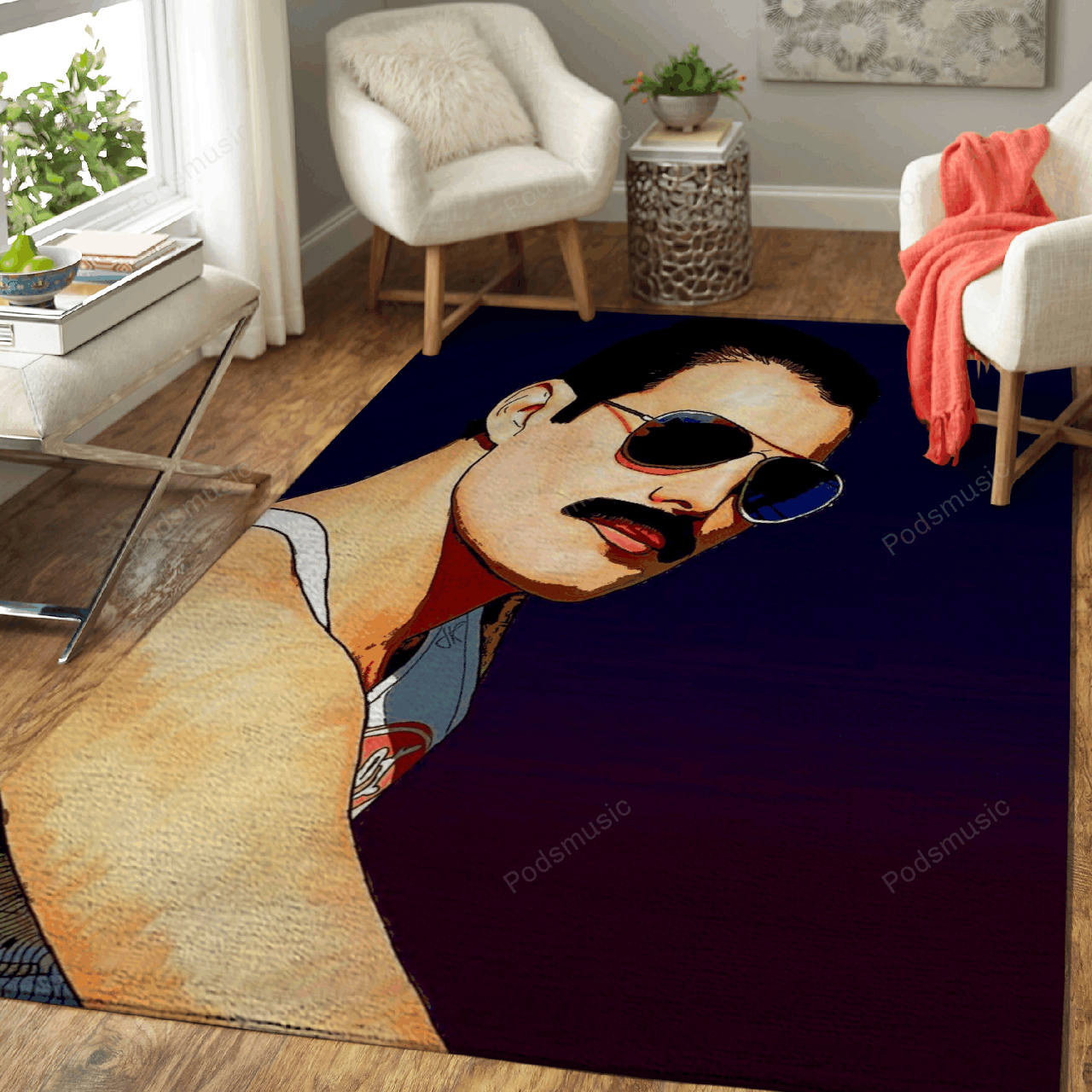 Freddie Mercury With Glass – Music Legend Art For Fans Area Rug Carpet