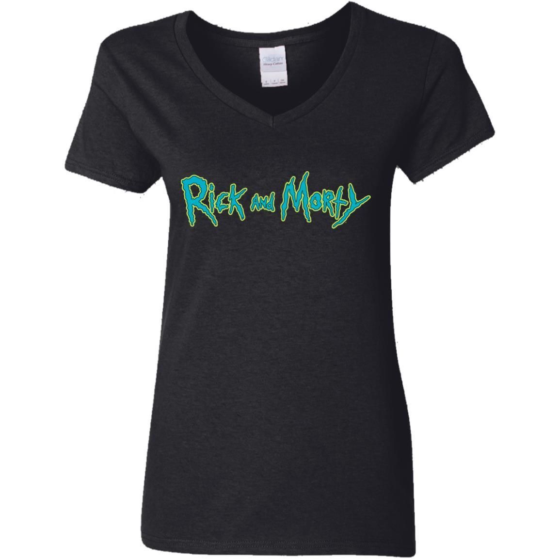 Rick And Morty Title Typography Women V-Neck T-Shirt