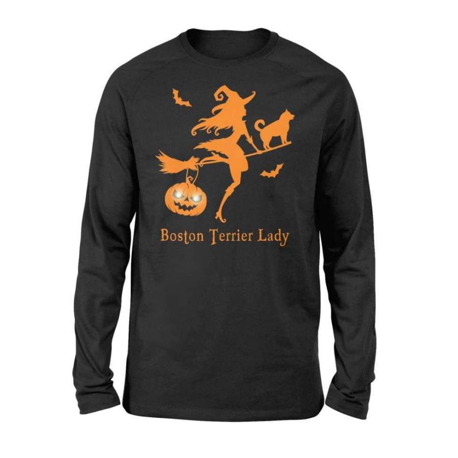 Boston Terrier Dog Halloween Lady – Standard Long Sleeve