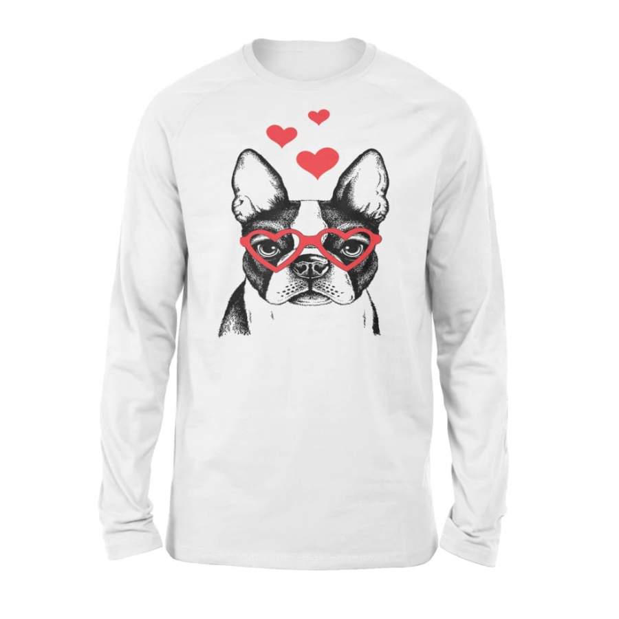 American Boston Terrier Funny Cute Dog Valentine Gift Heart – Standard Long Sleeve