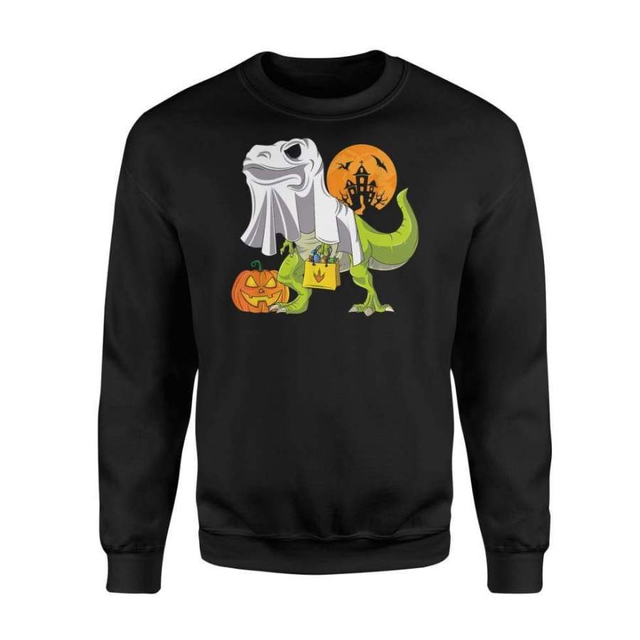 Ghost Dinosaur Funny Halloween T Rex Shirt For Boys Costume – Standard Fleece Sweatshirt