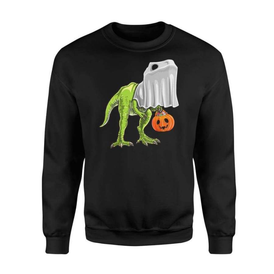 Halloween T Rex Dinosaur Ghost Trick Or Treat Shirt Costume – Standard Fleece Sweatshirt