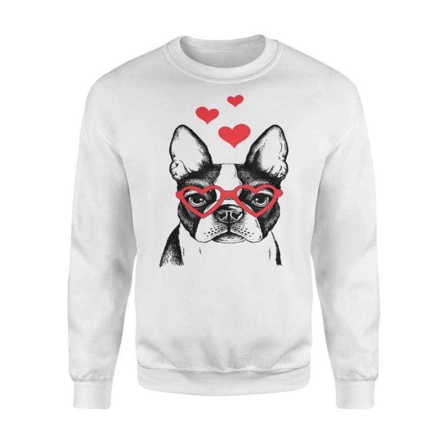 American Boston Terrier Funny Cute Dog Valentine Gift Heart – Standard Fleece Sweatshirt