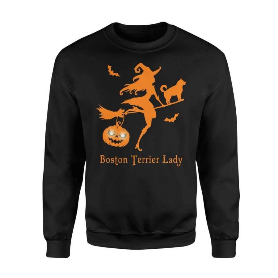 Boston Terrier Dog Halloween Lady – Standard Fleece Sweatshirt