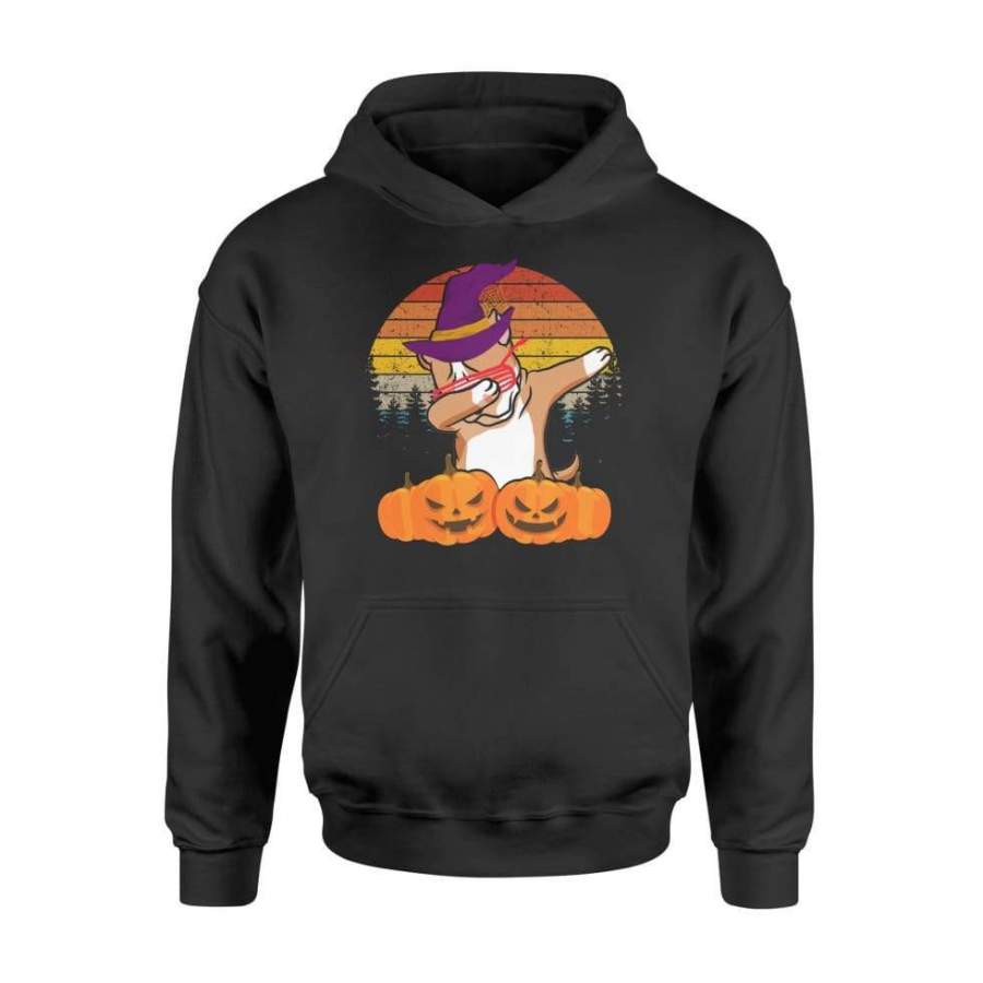 Boston Terrier Dog Dabbing Retro Sunset With Witch Hat Halloween Costume – Standard Hoodie