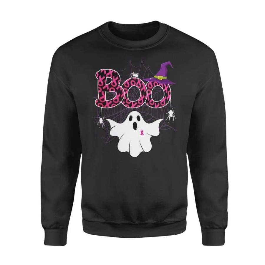 Boo Ghost Halloween Pink Ribbon Breast Cancer Awareness Month Clothing – Sweatshirt