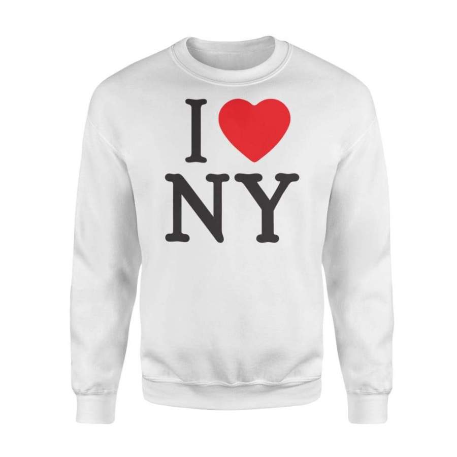 I Love NY Short Sleeve Print Heart New York – Standard Fleece Sweatshirt