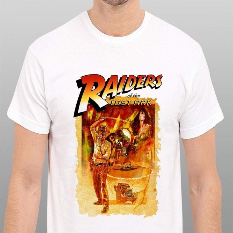 Indiana Jones Raiders Of the Lost Ark Vintage Movie Art T-Shirt Size: S-to-3XL