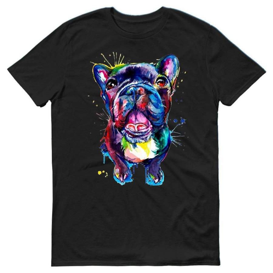 Boston Terrier Pitbull Dog Water Colour Painting Art Mens T-Shirt Tee Shirt