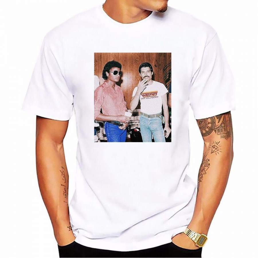 Freddie Mercury And Michael Jackson T-Shirt Men Casual Cotton T Shirt