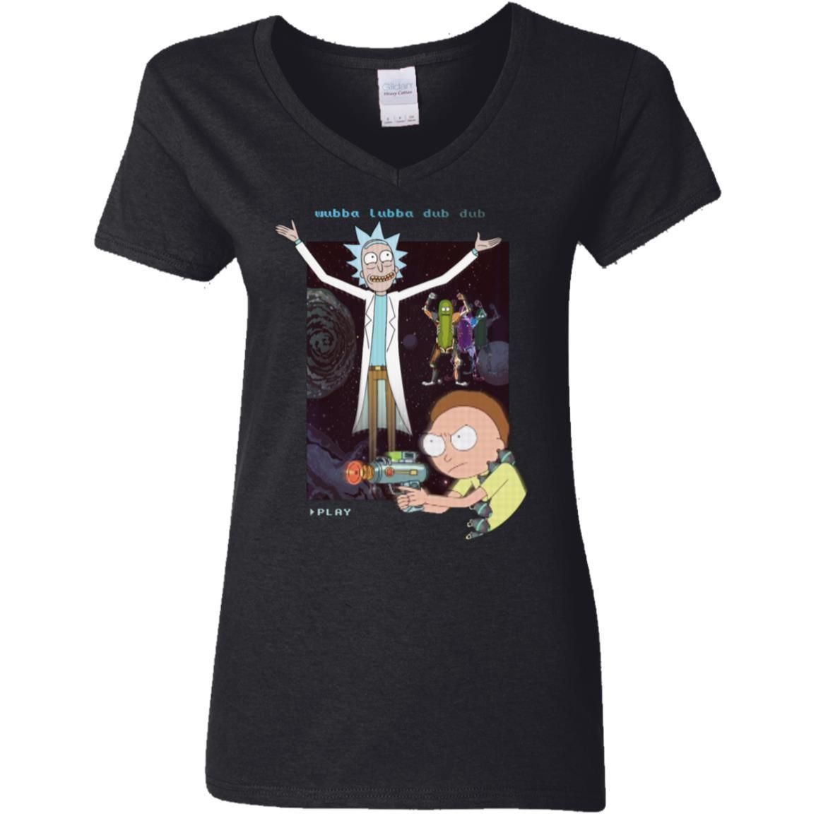 Rick And Morty Retro Video Game Women V-Neck T-Shirt