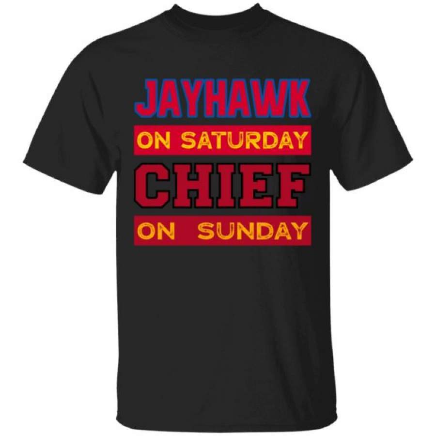 Jayhawk on Saturday Chief on Sunday Kansas City Football Shirts