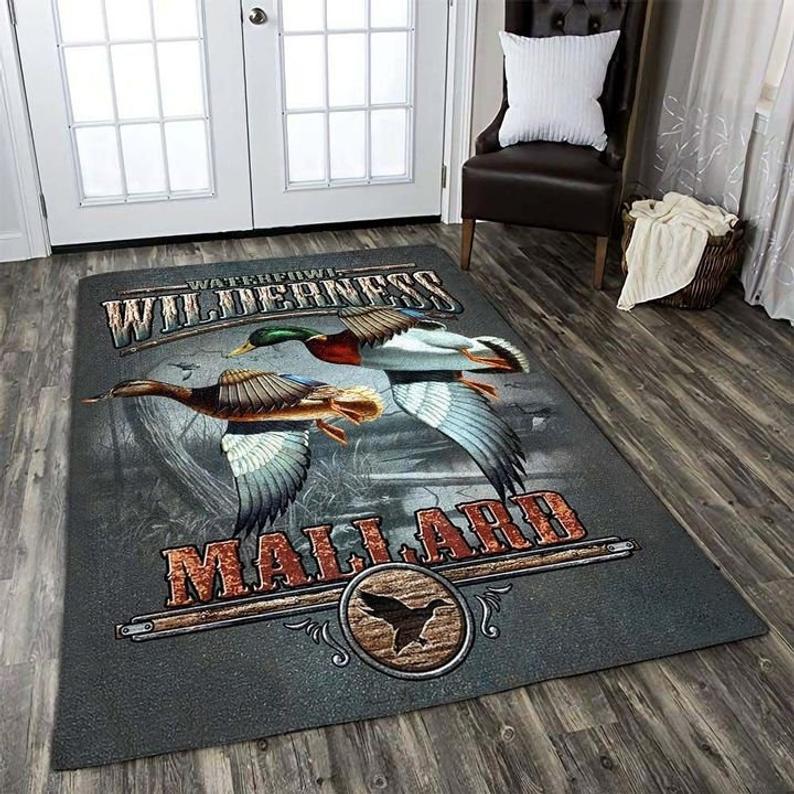 Duck Mallard Hunting Waterfowl Anti-Skid Plush Velour Area Rug | AR1602