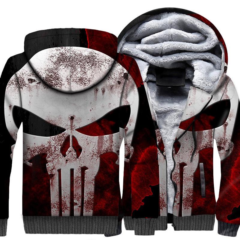 Ghost Rider Jackets – Ghost Rider Series Ghost Rider Skull Sign Super Cool Black And Red 3D Fleece Jacket