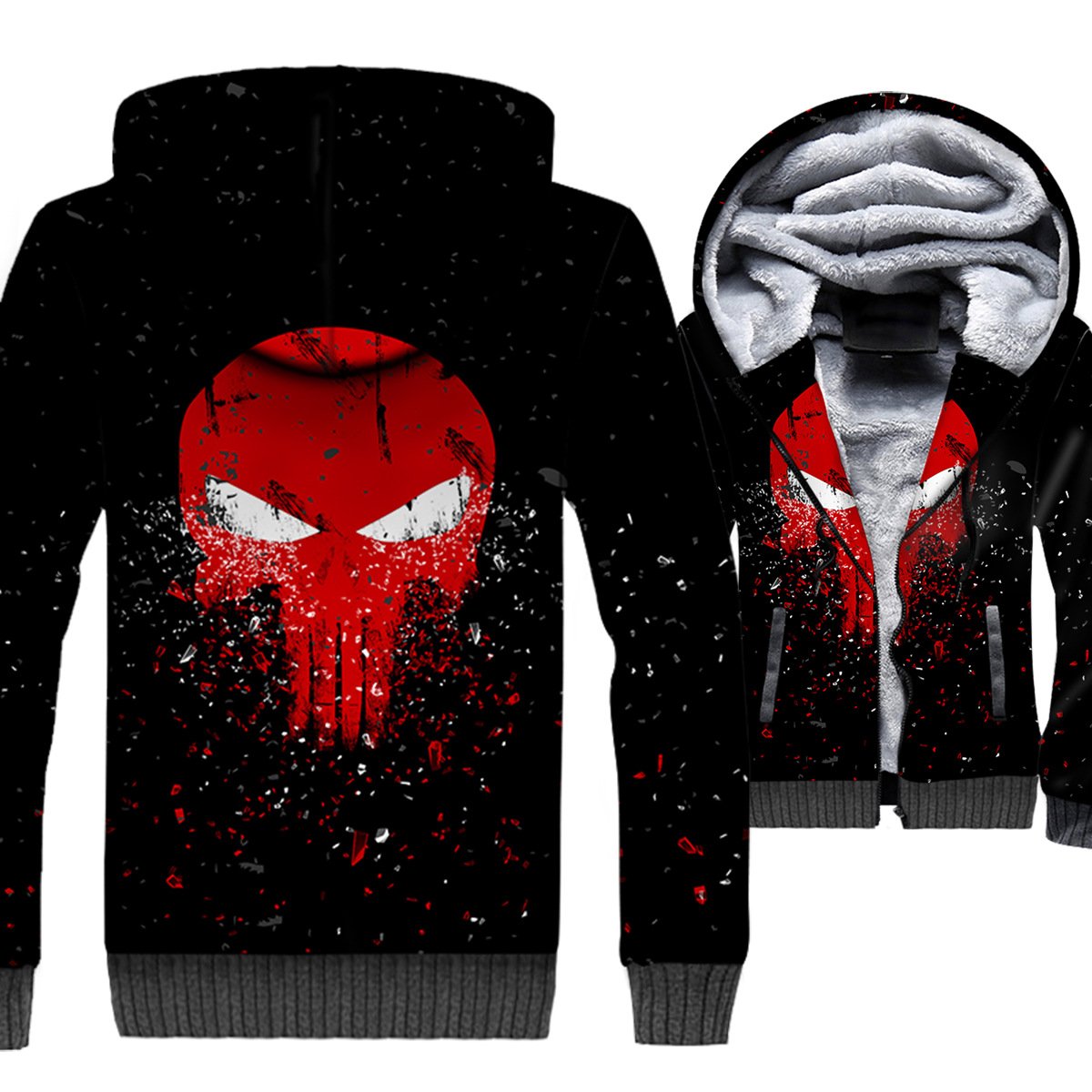 Ghost Rider Jackets – Ghost Rider Series Devil Skull Red Sign Super Cool 3D Fleece Jacket