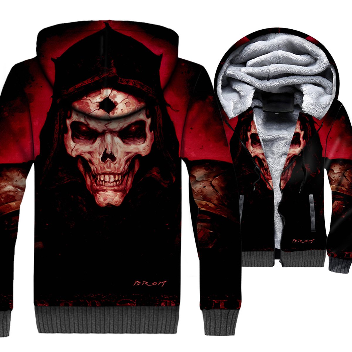 Ghost Rider Jackets – Ghost Rider Series Vengeful Devil Skull Super Cool 3D Fleece Jacket