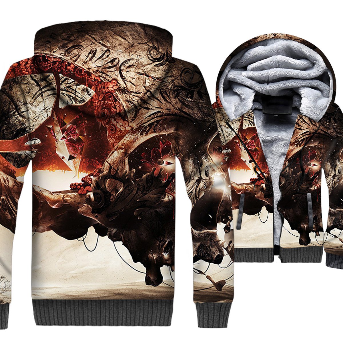 Ghost Rider Jackets – Ghost Rider Series Skull Icon Sign Super Cool 3D Fleece Jacket