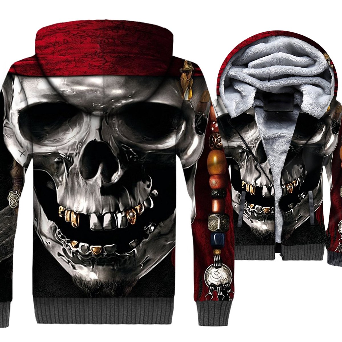 Ghost Rider Jackets – Ghost Rider Series Black Skull Terror Super Cool 3D Fleece Jacket