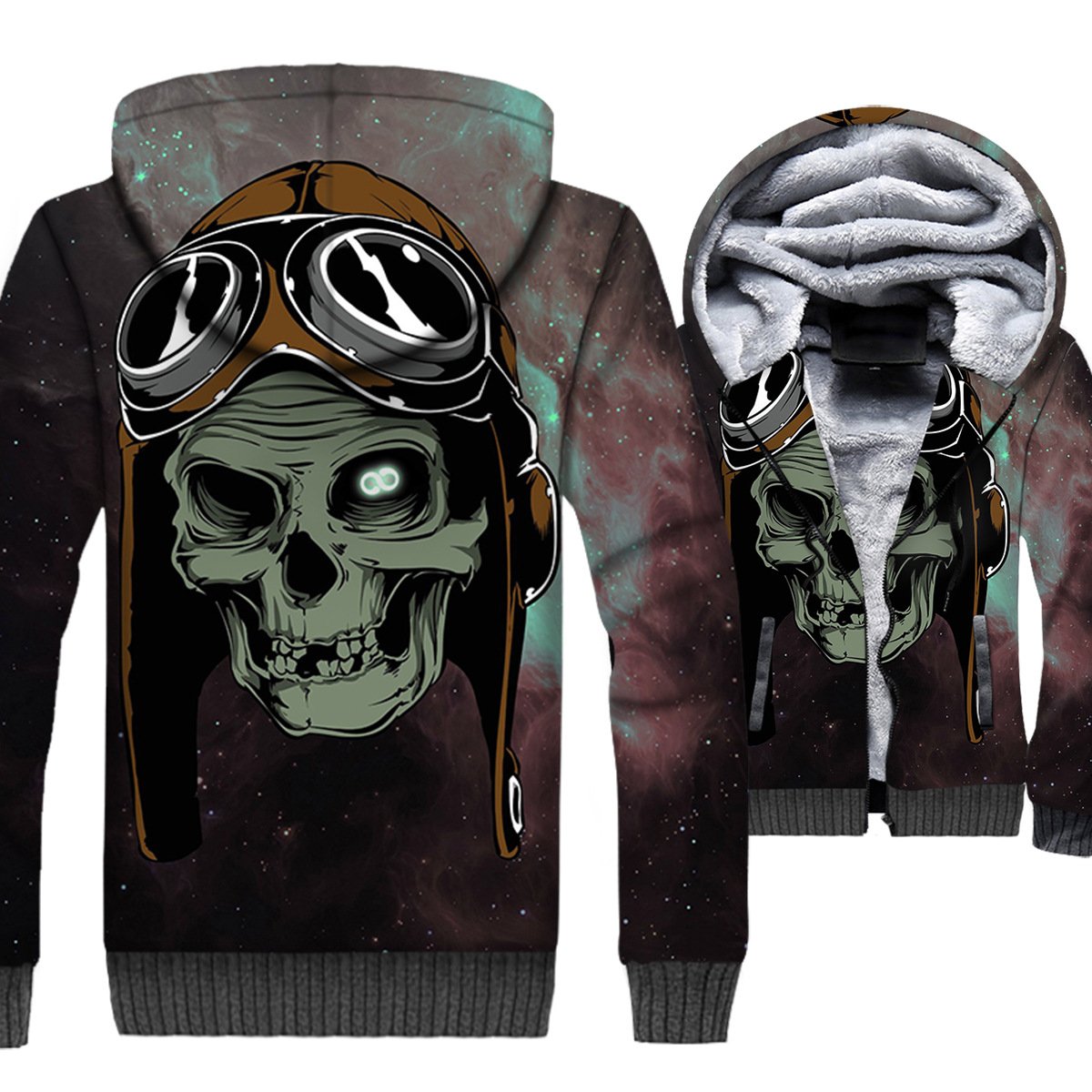 Ghost Rider Jackets – Ghost Rider Series Pilot Skull Super Cool 3D Fleece Jacket