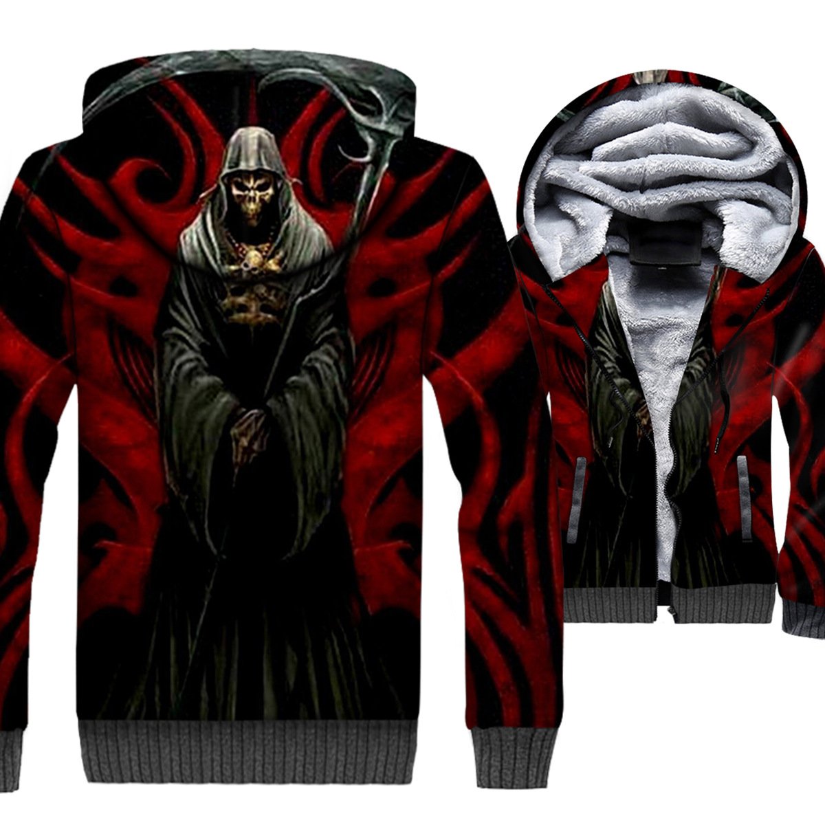 Ghost Rider Jackets – Ghost Rider Series Death Messenger Skull Super Cool 3D Fleece Jacket