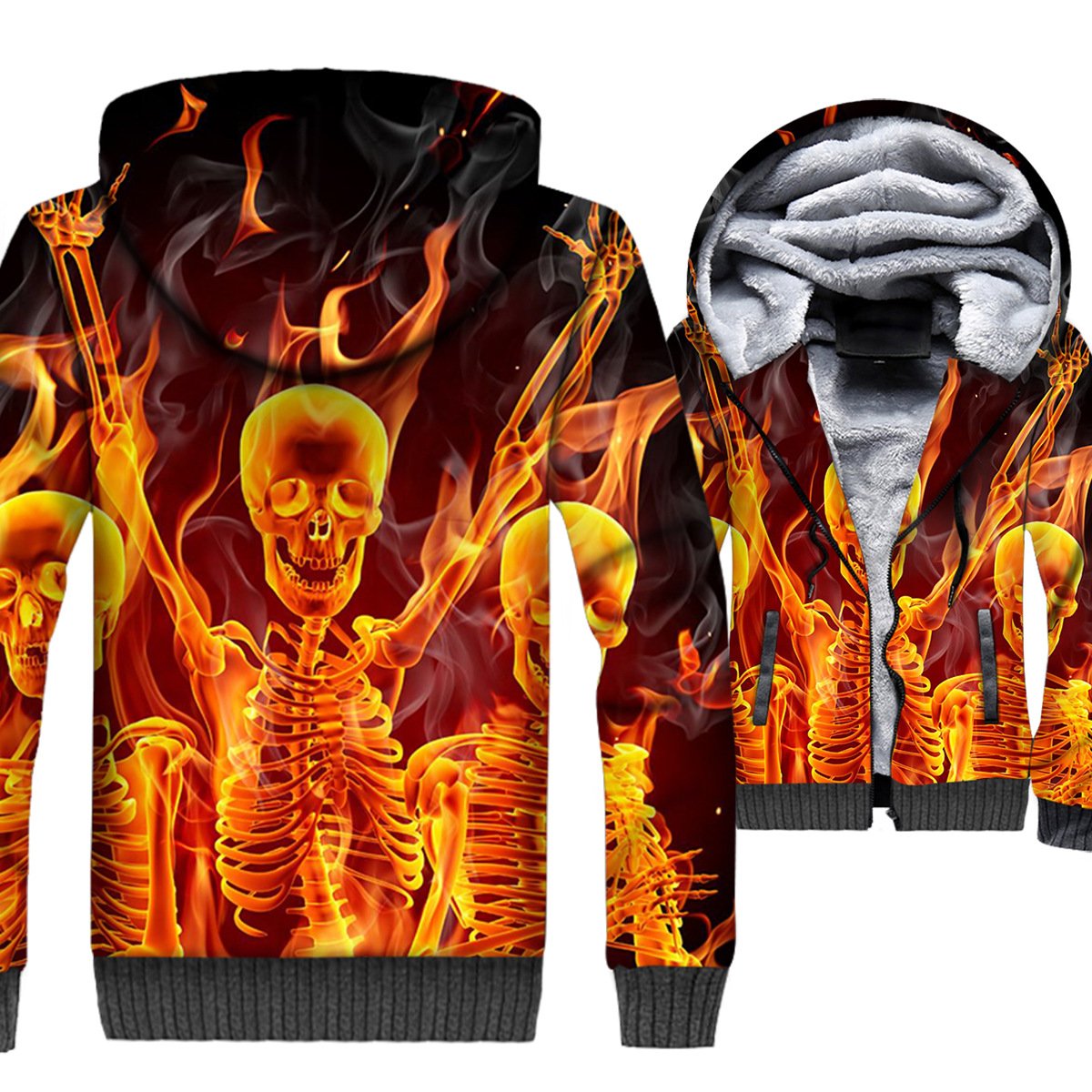 Ghost Rider Jackets – Ghost Rider Series Flame Skull Man Super Cool 3D Fleece Jacket