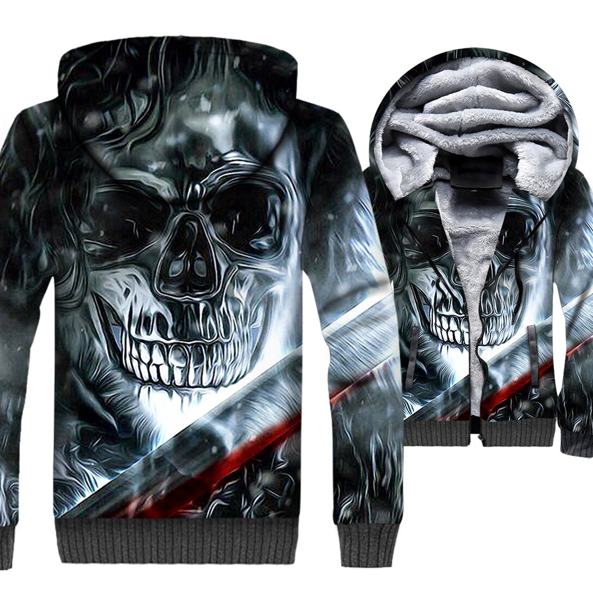 Ghost Rider Jackets – Ghost Rider Series Black Skull Super Cool Terror 3D Fleece Jacket