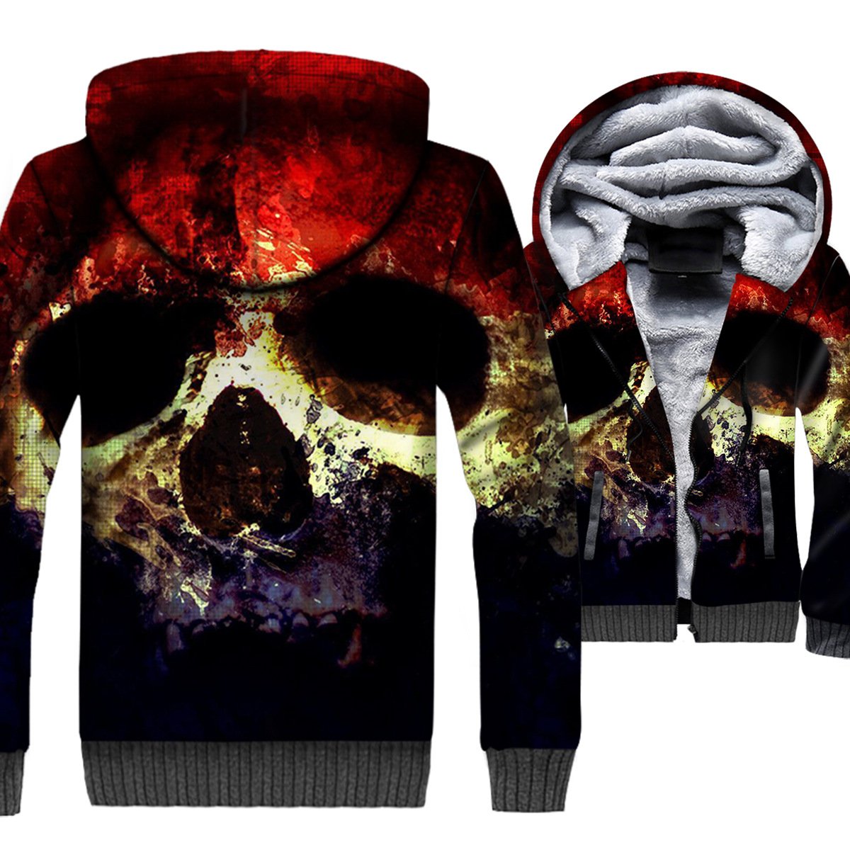 Ghost Rider Jackets – Ghost Rider Series Scarlet Skull Super Cool 3D Fleece Jacket