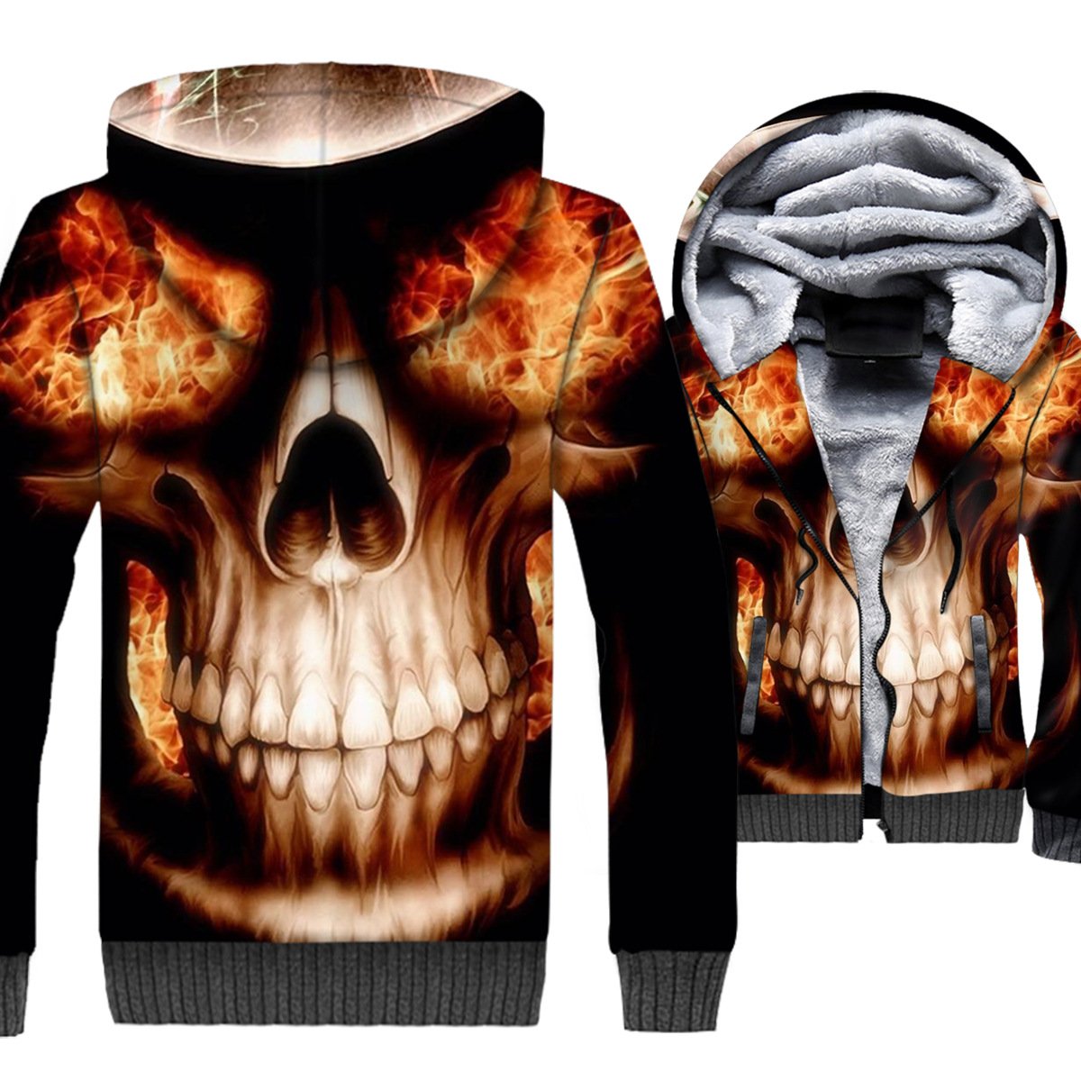 Ghost Rider Jackets – Ghost Rider Series Terror Flame Skull Super Cool 3D Fleece Jacket