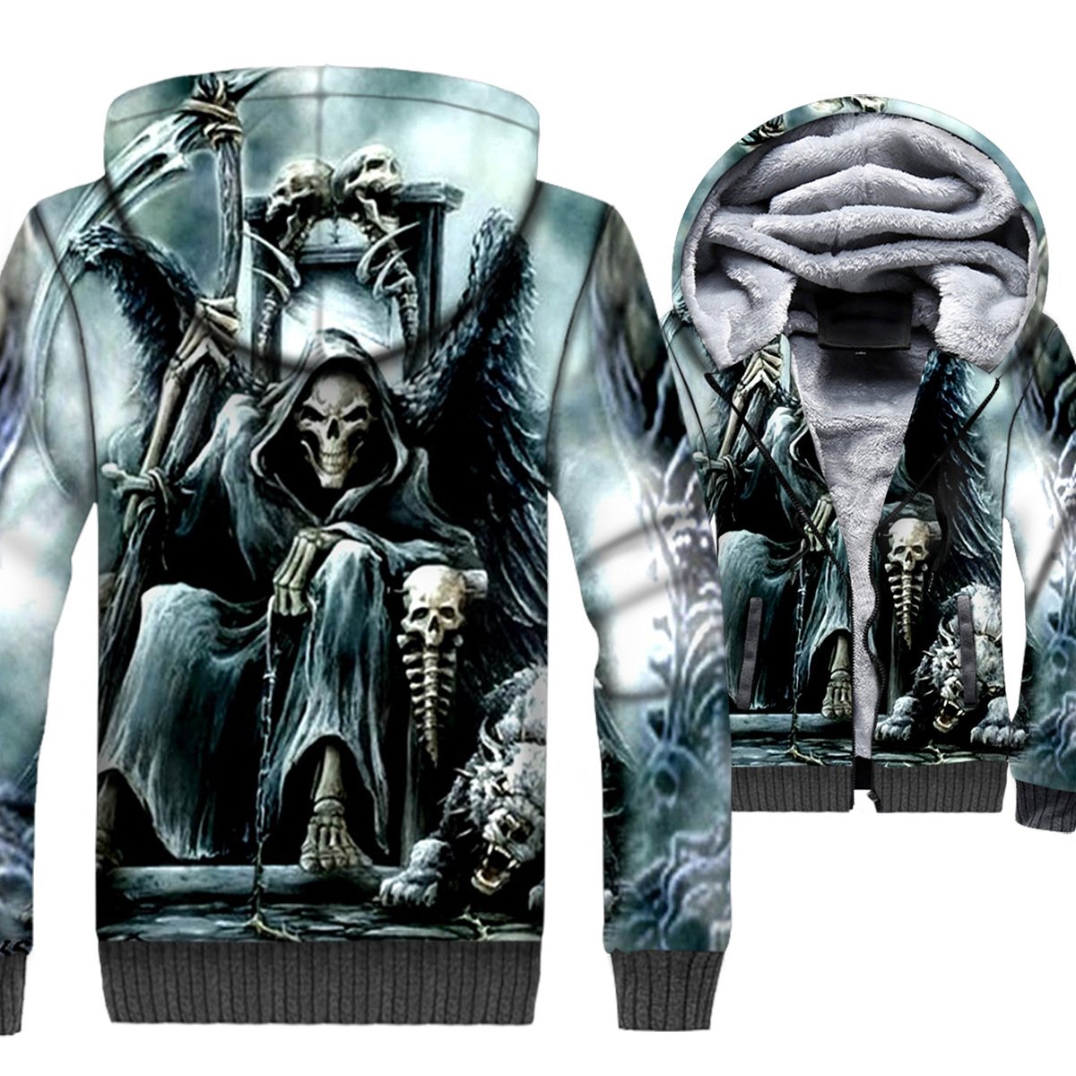 Ghost Rider Jackets – Ghost Rider Skull Series Demon Skull Guardian Super Cool 3D Fleece Jacket