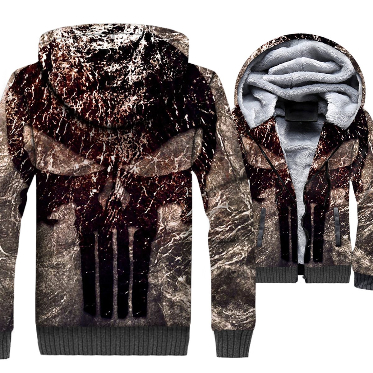 Ghost Rider Jackets – Ghost Rider Skull Series Skull Demon Icon Super Cool Terror 3D Fleece Jacket