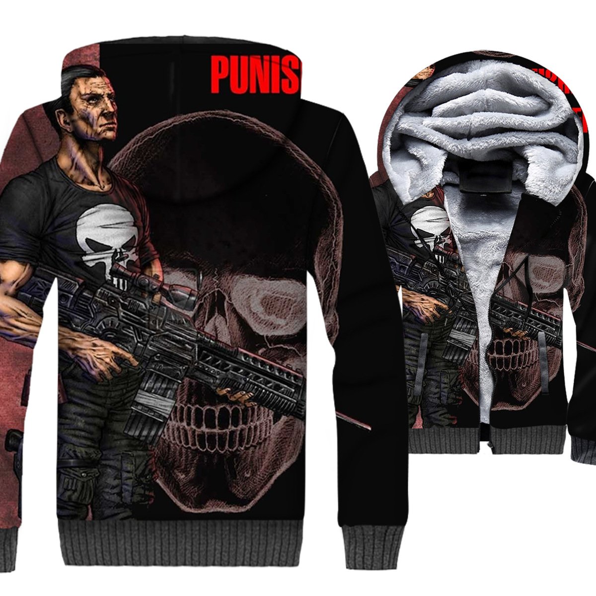 Ghost Rider Jackets – Ghost Rider Skull Series Skull Warrior Super Cool Terror 3D Fleece Jacket