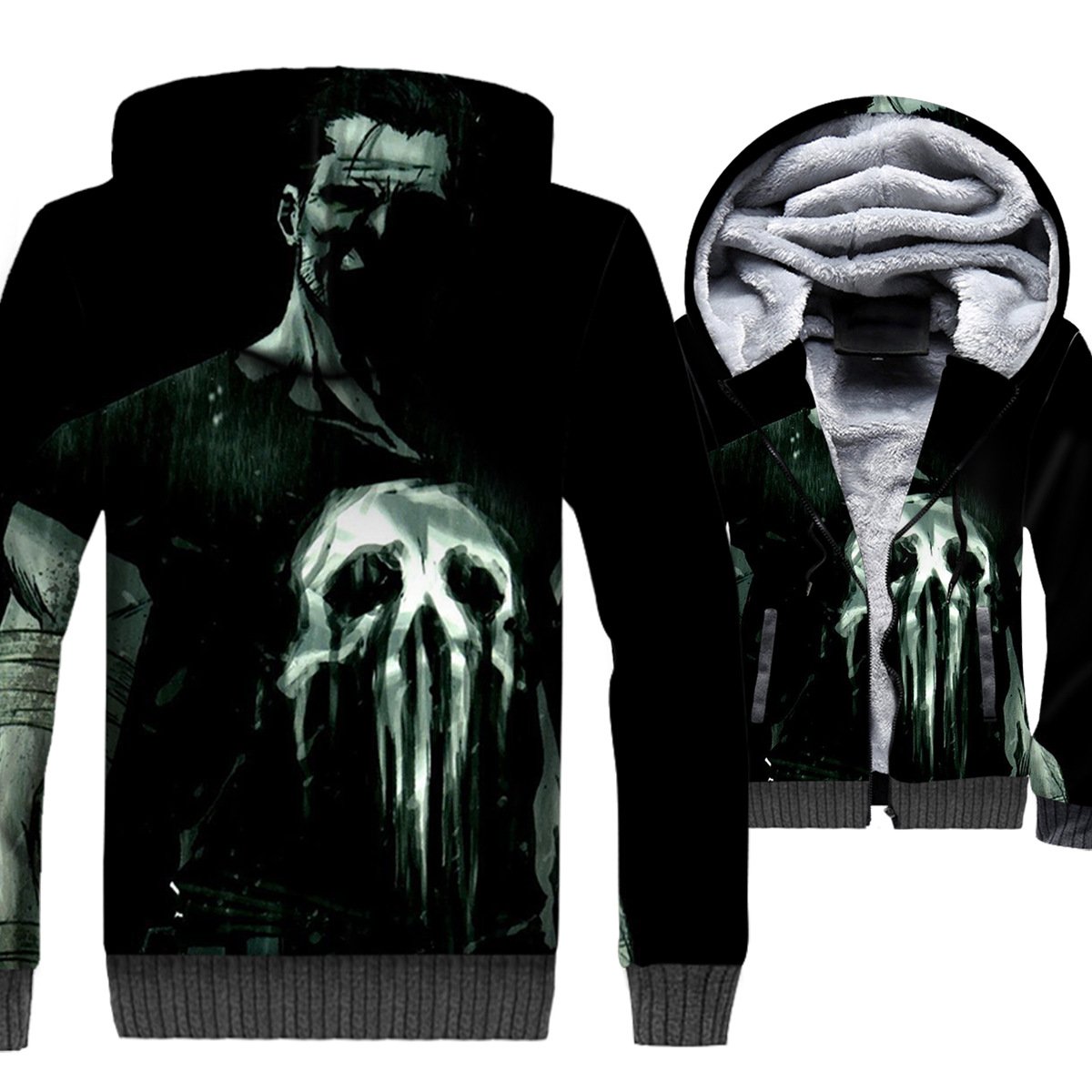 Ghost Rider Jackets – Ghost Rider Skull Series Demon Warrior Skull Super Cool 3D Fleece Jacket