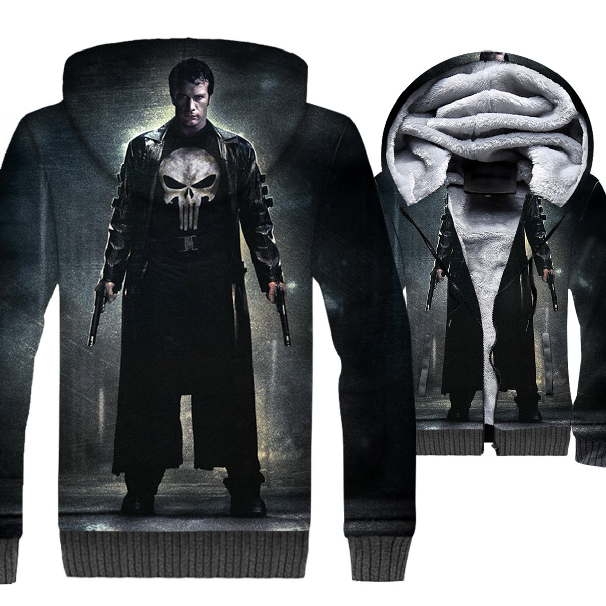 Ghost Rider Jackets – Ghost Rider Skull Series Super Warrior Skull Super Cool 3D Fleece Jacket