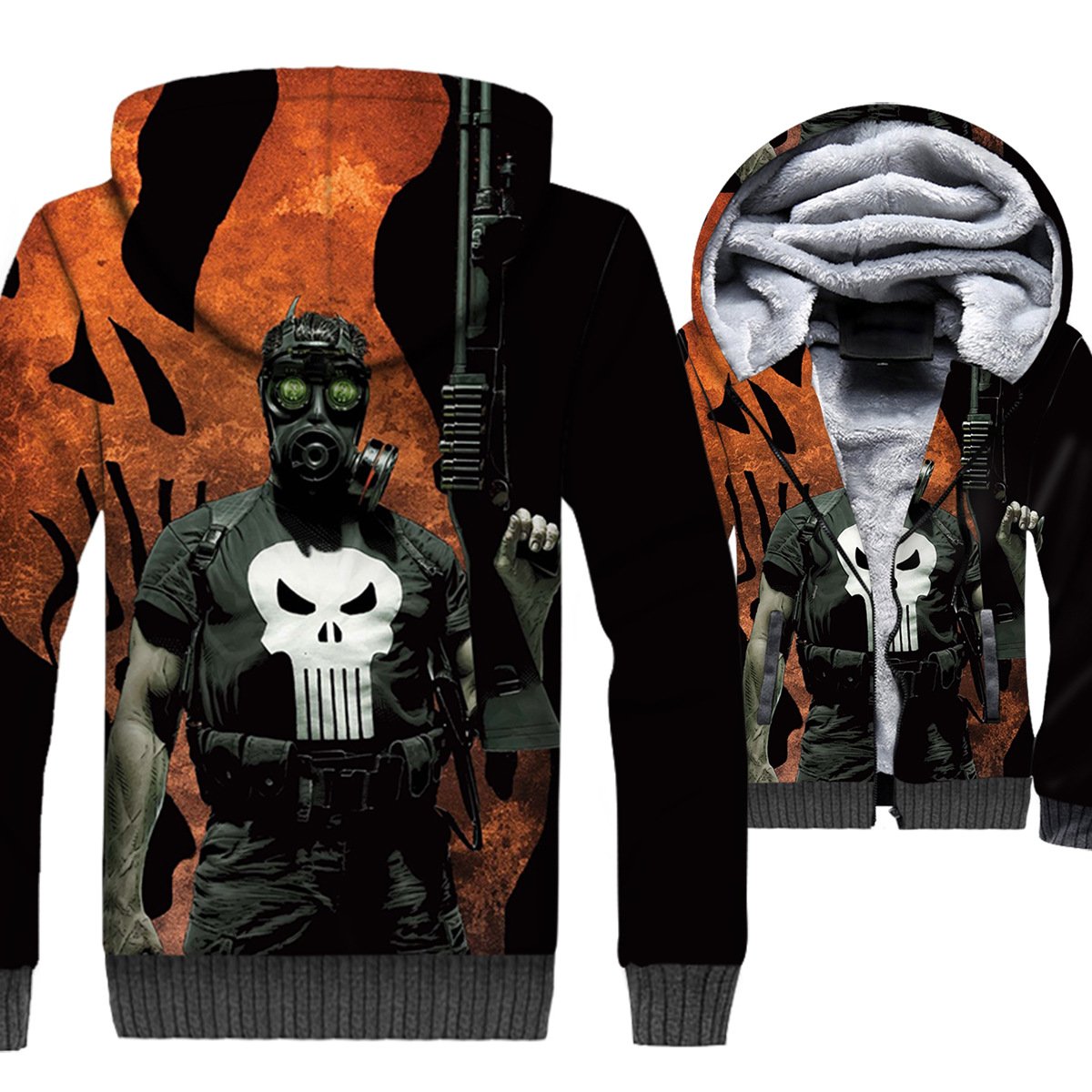 Ghost Rider Jackets – Ghost Rider Series White Skull Icon Super Cool 3D Fleece Jacket