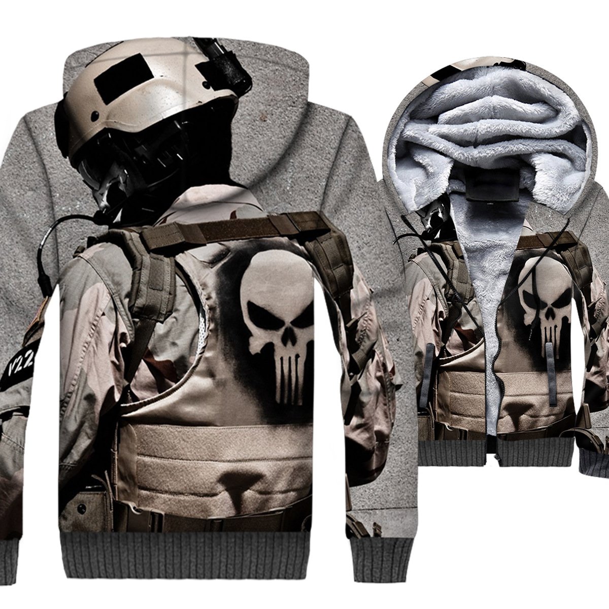 Ghost Rider Jackets – Ghost Rider Skull Series Skull Logo Icon Super Cool 3D Fleece Jacket