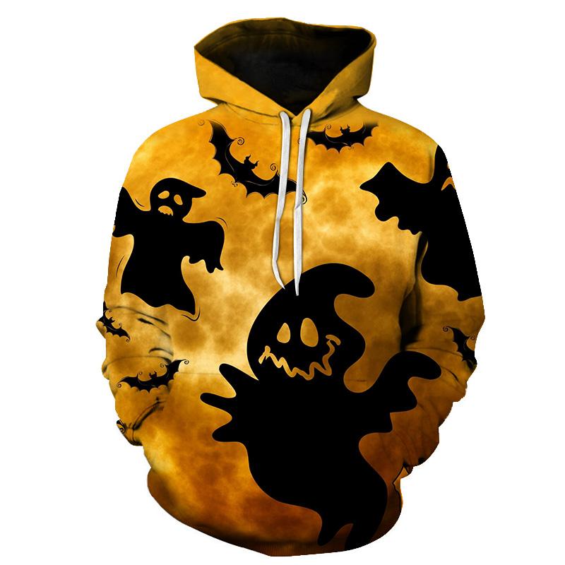 Halloween Ghost 3D Printed Hoodie-Yellow