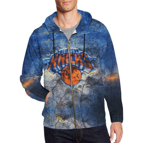 Basketball New York Knicks Hoodies – Zip Up Blue Hoodie