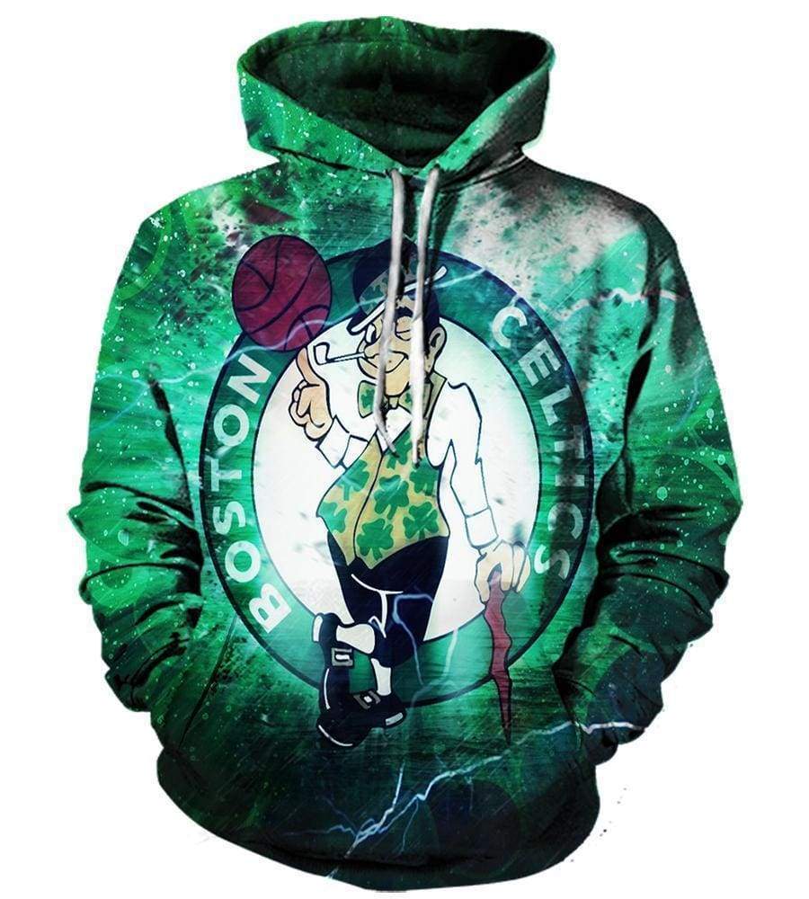 Basketball Boston Celtics Hoodies – Pullover Green Basketball 3D Hoodie