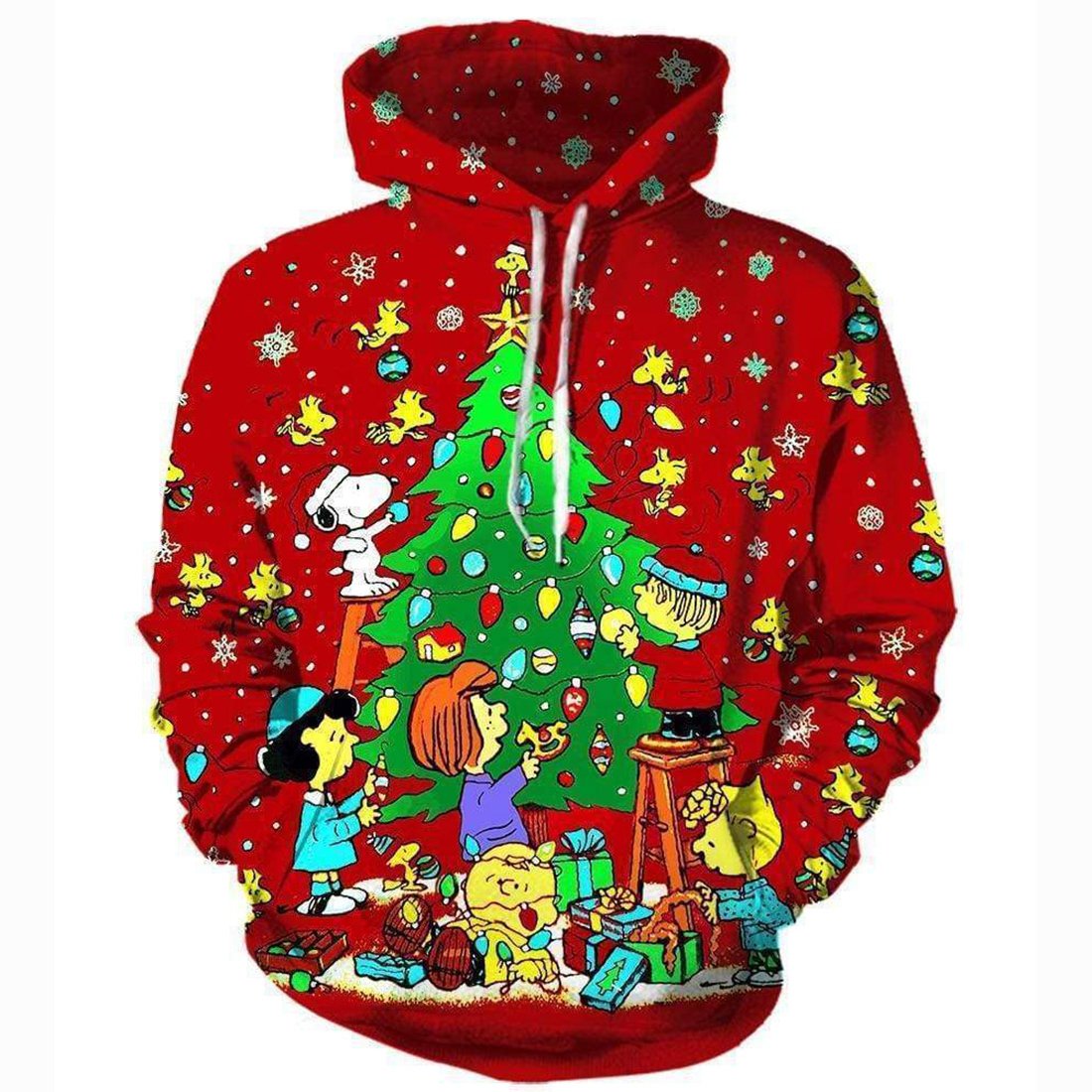 Christmas Decorating Hoodies – Pullover Red Snoopy Peanuts Hoodie